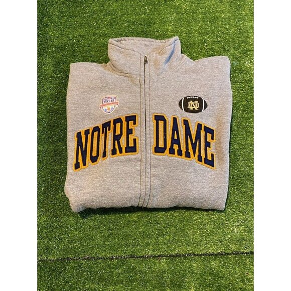 Notre Dame Fighting Irish jacket mens large gray gold football full zip ND P